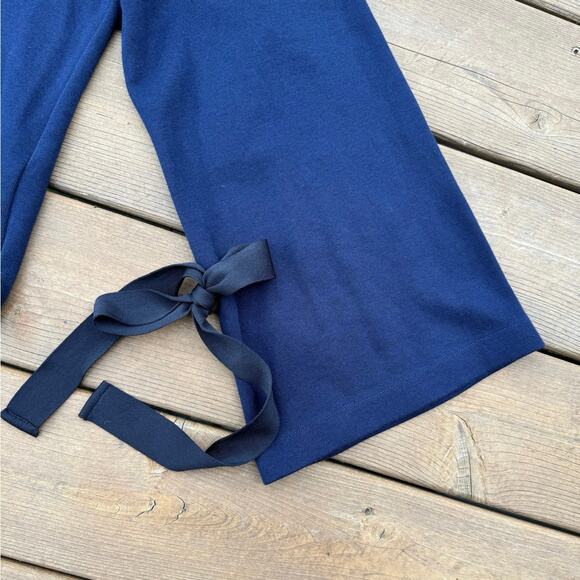 J.Crew size M Ribbon Tie Bell Sleeve Crewneck Sweatshirt - Navy - Picture 11 of 12